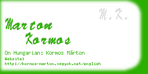 marton kormos business card